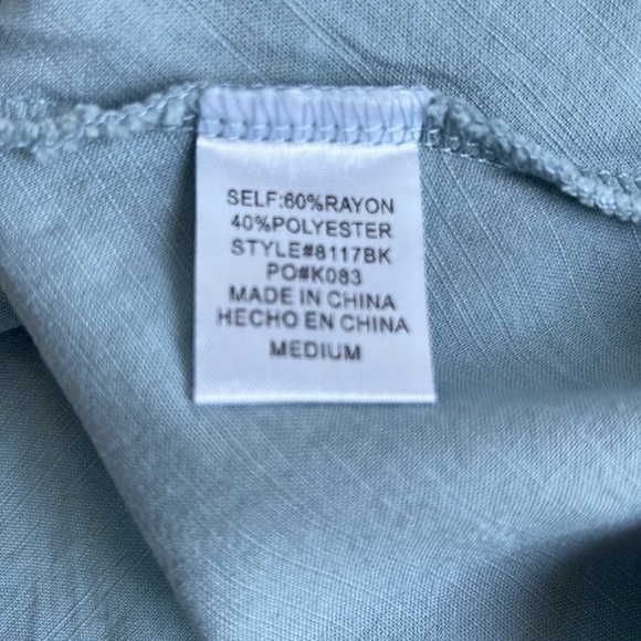 Aemi + Co blue gray raw edge adjustable strap hi-lo vneck blouse layering tank - Picture 9 of 9